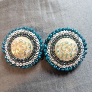 Handmade bead earrings with turquoise and sea turtle detail